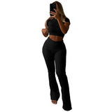 Tineit 2024 Spring New Sexy Slim-fit Navel Short-sleeved T-shirt High Waist Tight Casual Trousers Suit