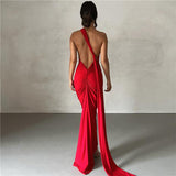 Tineit Style 2024 Summer New Women's Sexy Backless Neck Bag Hip Slim-fit Evening Dress For Dress Women