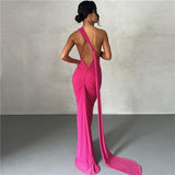 Tineit Style 2024 Summer New Women's Sexy Backless Neck Bag Hip Slim-fit Evening Dress For Dress Women