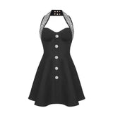 Tineit Style Wholesale Supply French Daughter Black Dress Women's High-end Diamond Elastic Bandage Skirt Dress