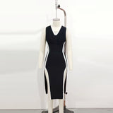 Tineit High-end Women's Wear Sexy Split Hot Girl Black Bandage Dress Factory Direct Supply