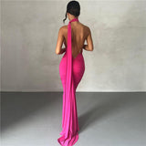 Tineit Style 2024 Summer New Women's Sexy Backless Neck Bag Hip Slim-fit Evening Dress For Dress Women