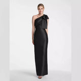 Tineit Women's Black High-end Evening Dress Dress Foreign Trade Bow Shoulder Bandage Dress Summer Women's High-end Sense