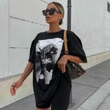 Tineit American-style Retro Black T-shirt Short-sleeved Women's Spring And Summer Oversize Loose Boyfriend Hot Girl Top Trendy