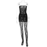 Tineit Women's New Hot Sexy Royal Sister Style Lace Chest Wrap Dress Body-fit Outer Silk Stockings Suit Hair