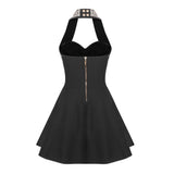 Tineit Style Wholesale Supply French Daughter Black Dress Women's High-end Diamond Elastic Bandage Skirt Dress