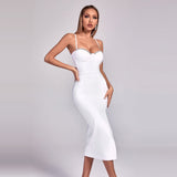 Tineit Women's Bandage Thai Strap Rhinestone Split Bandage Dress Sexy Banquet Dress