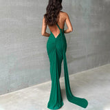 Tineit Style 2024 Summer New Women's Sexy Backless Neck Bag Hip Slim-fit Evening Dress For Dress Women