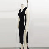 Tineit High-end Women's Wear Sexy Split Hot Girl Black Bandage Dress Factory Direct Supply