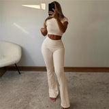 Tineit 2024 Spring New Sexy Slim-fit Navel Short-sleeved T-shirt High Waist Tight Casual Trousers Suit