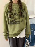 Tineit Landscape Print Crew Sweatshirt