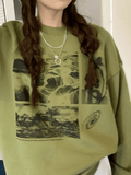 Tineit Landscape Print Crew Sweatshirt