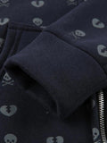 Tineit Lined Detail Skull Heart Zip Up Hoodie