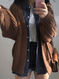 Tineit Open Front Cable Knit Cardigan