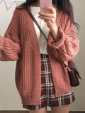 Tineit Open Front Cable Knit Cardigan