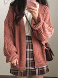 Tineit Open Front Cable Knit Cardigan