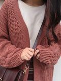 Tineit Open Front Cable Knit Cardigan