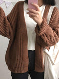 Tineit Open Front Cable Knit Cardigan