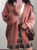 Tineit Open Front Cable Knit Cardigan