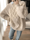 Tineit Oversized Cable Knit Sweater