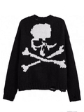 Tineit Oversized Distressed Skull Sweater