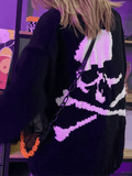 Tineit Oversized Distressed Skull Sweater