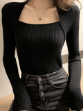 Tineit Patchwork Rib Knit Sweater