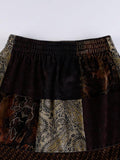 Tineit Patchwork Velvet Printed Midi Skirt