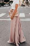 Tineit Solid Color High Waist Pleated Maxi Skirt