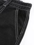 Tineit Pocket Stitched High Waist Cargo Jeans