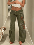 Tineit Printed Low Waist Cargo Jeans