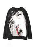 Tineit Punk Jacquard Black Pullover Sweater