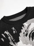 Tineit Punk Jacquard Black Pullover Sweater