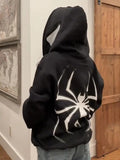 Tineit Punk Spider Print Oversized Hoodie