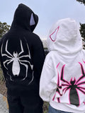 Tineit Punk Spider Print Oversized Hoodie