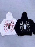 Tineit Punk Spider Print Oversized Hoodie