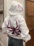 Tineit Punk Spider Print Oversized Hoodie