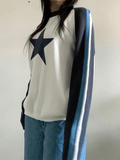 Tineit Raglan Sleeve Star Print Pullover Sweater