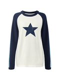 Tineit Raglan Sleeve Star Print Pullover Sweater