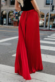 Tineit Solid Color High Waist Pleated Maxi Skirt