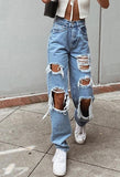 Tineit Ripped High Waist Boyfriend Jeans