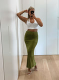 Tineit-Harriette Maxi Skirt Green Lower Impact