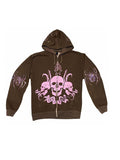 Tineit Skeleton Graphic Zip-Up Oversized Hoodie