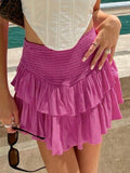 Tineit Smock Tiered Ruffle Mini Skirt