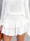 Tineit Smock Tiered Ruffle Mini Skirt