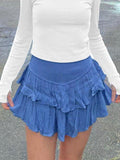 Tineit Smock Tiered Ruffle Mini Skirt