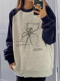 Tineit Spider Print Raglan Sweatshirt