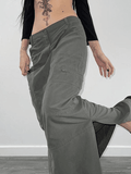 Tineit Split Y2K Low Waist Cargo Skirt