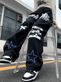 Tineit Star Letter Graphic Cargo Jeans