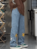 Tineit Star Patch Straight Leg Boyfriend Jeans